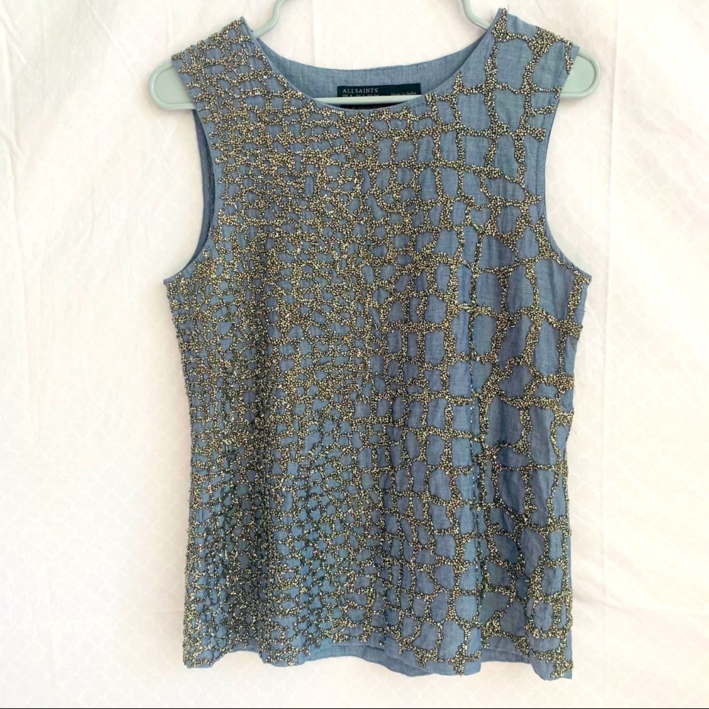 🖤 All Saints Hand Embellished Sleeveless Top